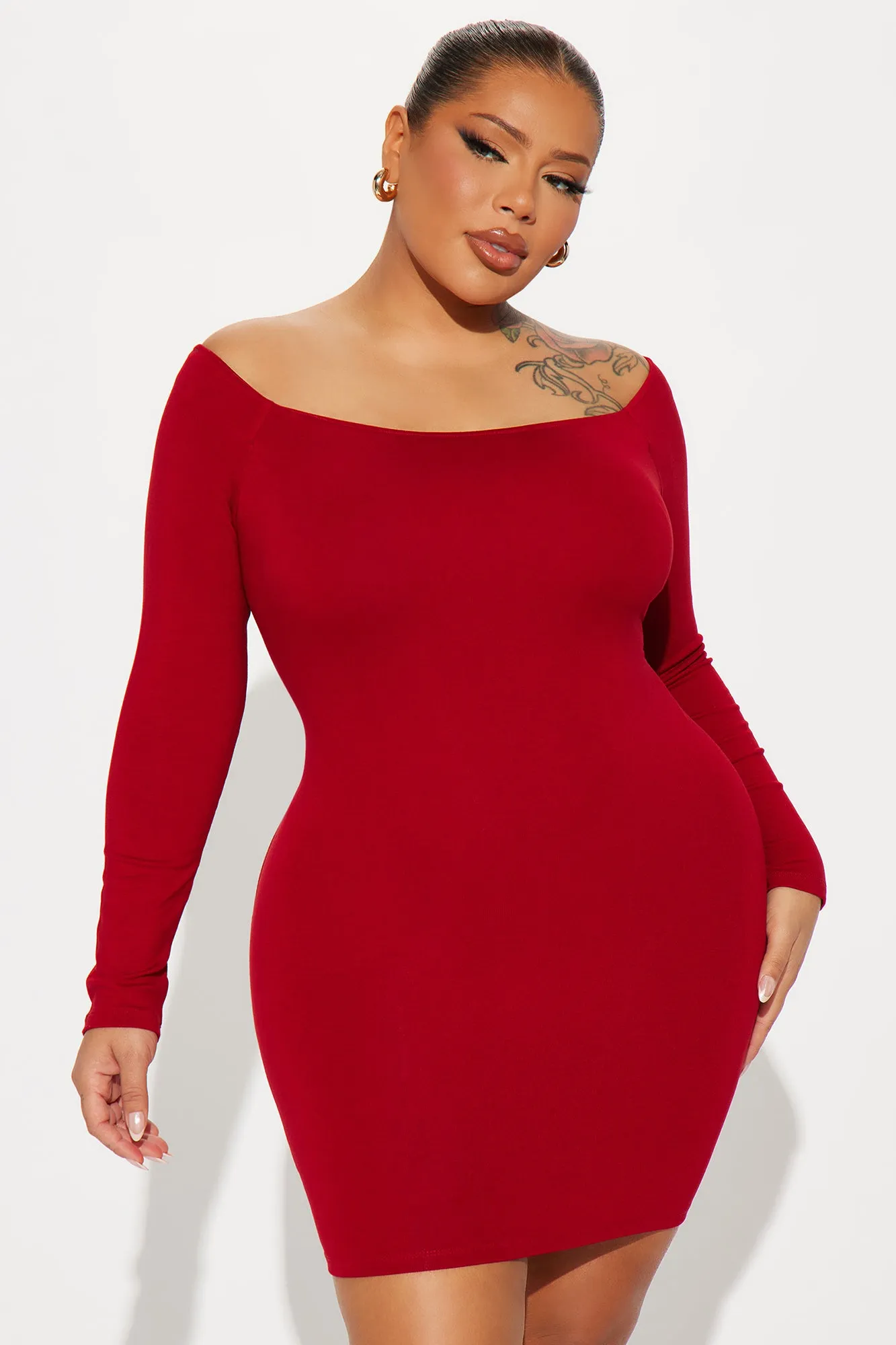 My Go To Off Shoulder Mini Dress - Red