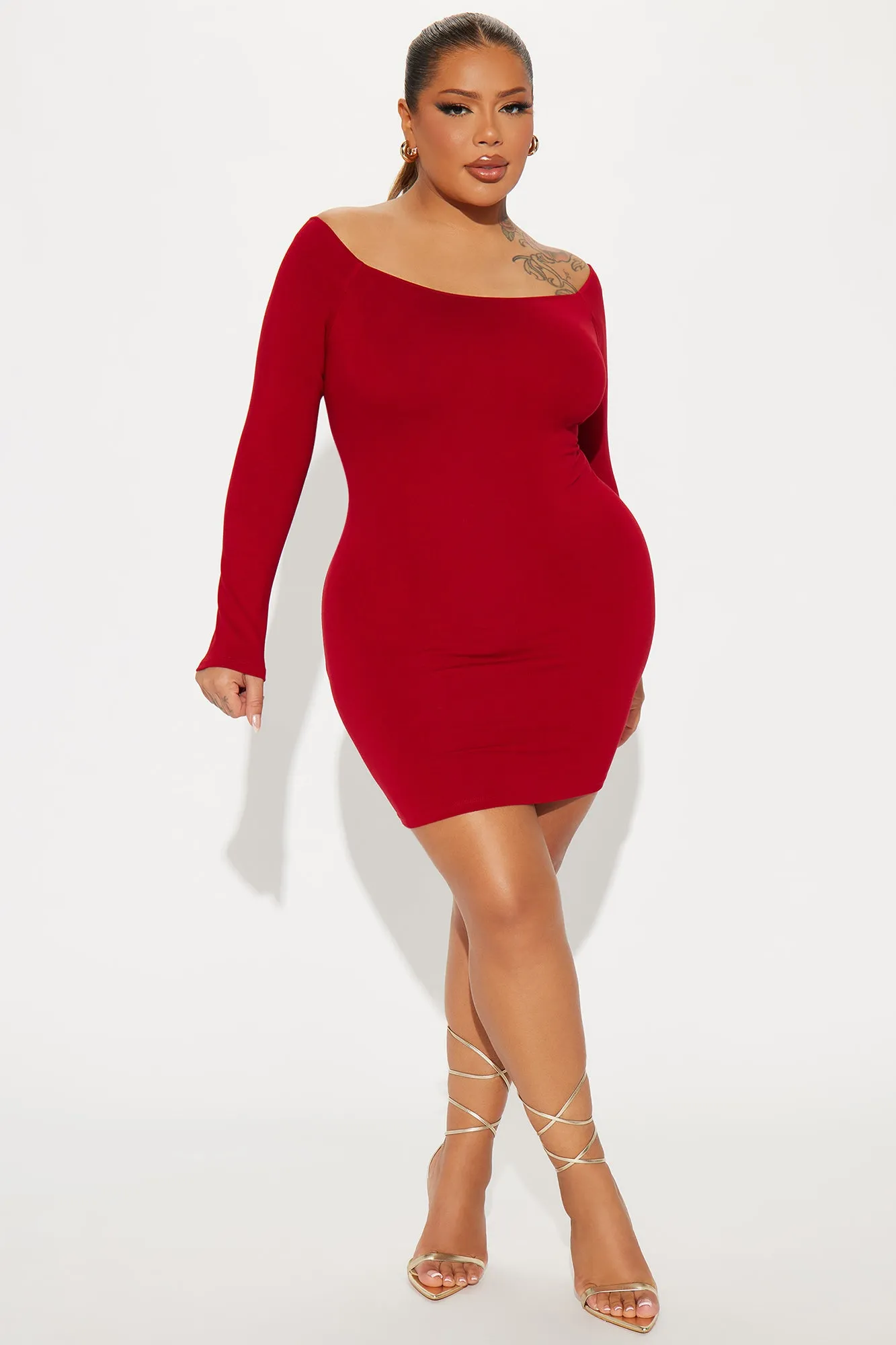 My Go To Off Shoulder Mini Dress - Red