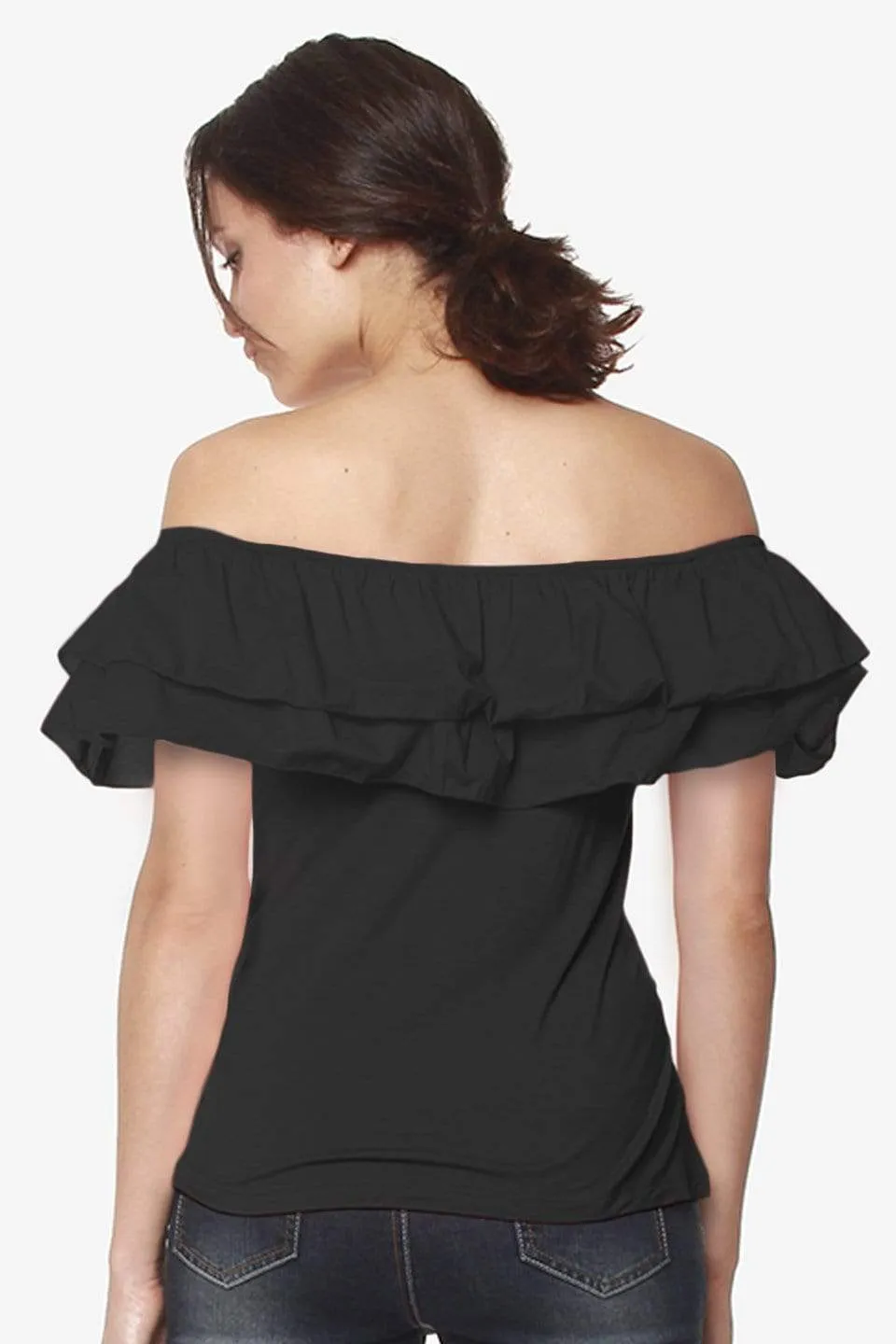 Off Shoulder Cacey Nursing Top Black