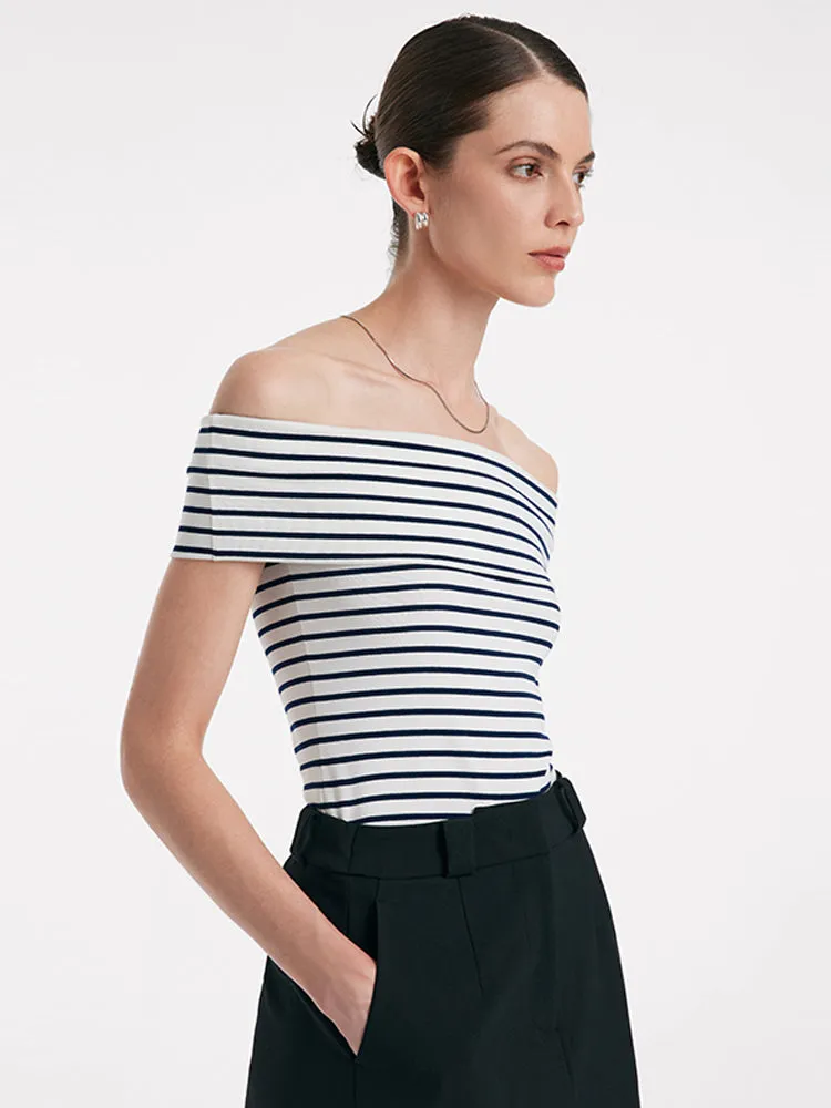 Off Shoulder Striped Slim Top