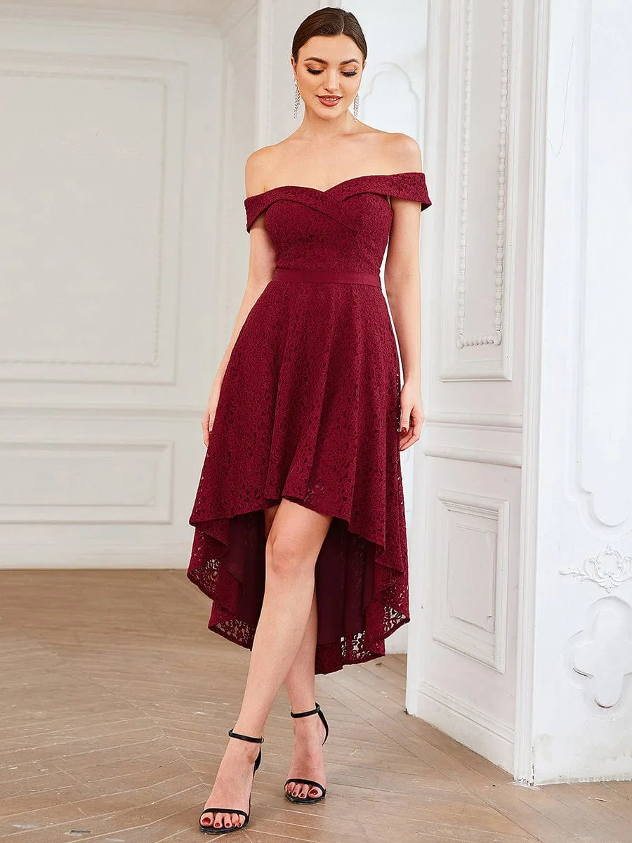 Off Shoulder Sweetheart High-Low Bridesmaid Dress