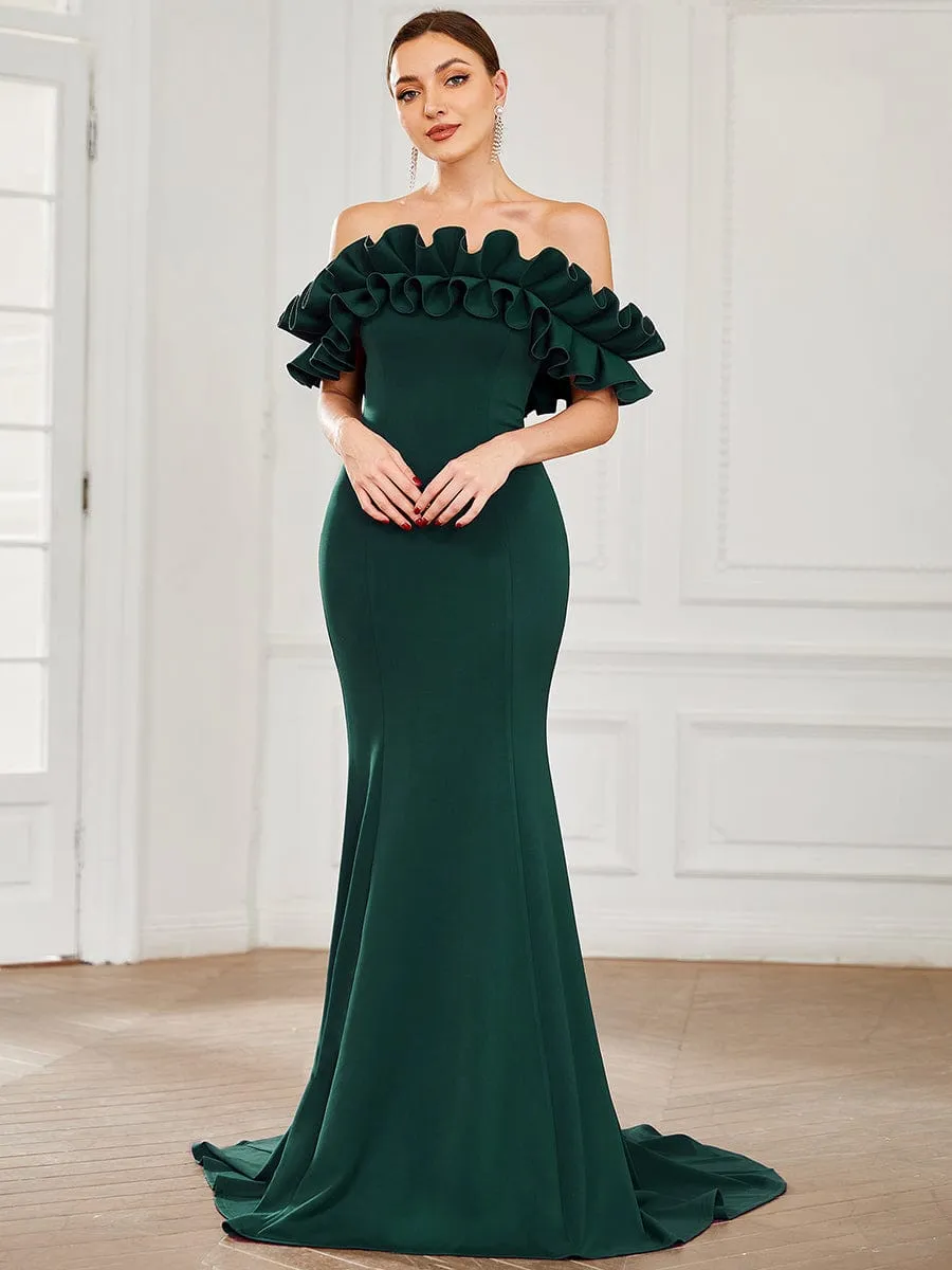 Off the Shoulder A Line Mermaid Maxi Evening Gown