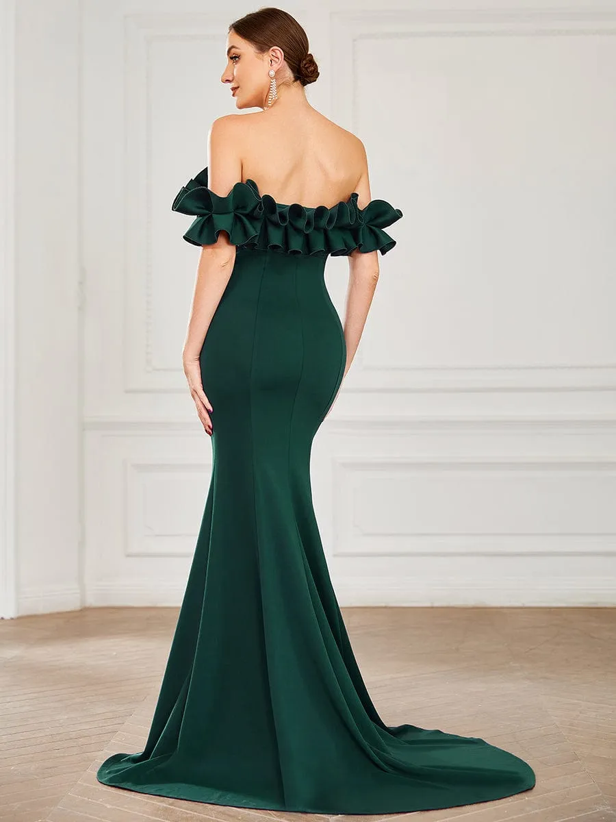 Off the Shoulder A Line Mermaid Maxi Evening Gown