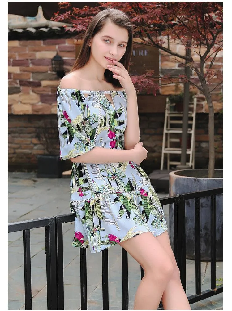 OFF-THE-SHOULDER FLORAL CUT-OUT SUNDRESS