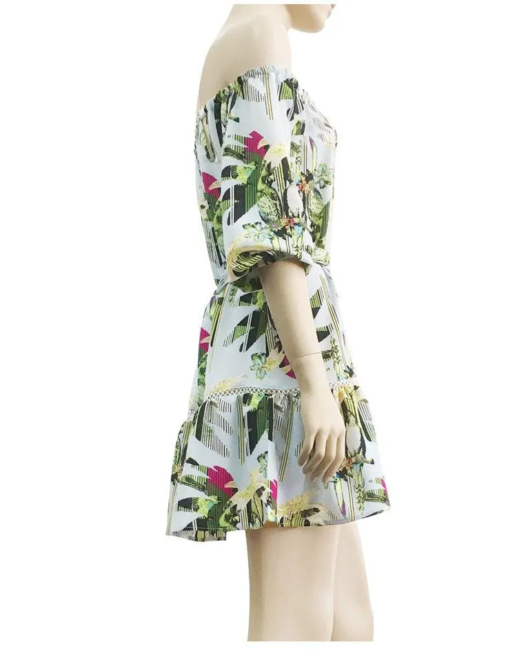 OFF-THE-SHOULDER FLORAL CUT-OUT SUNDRESS