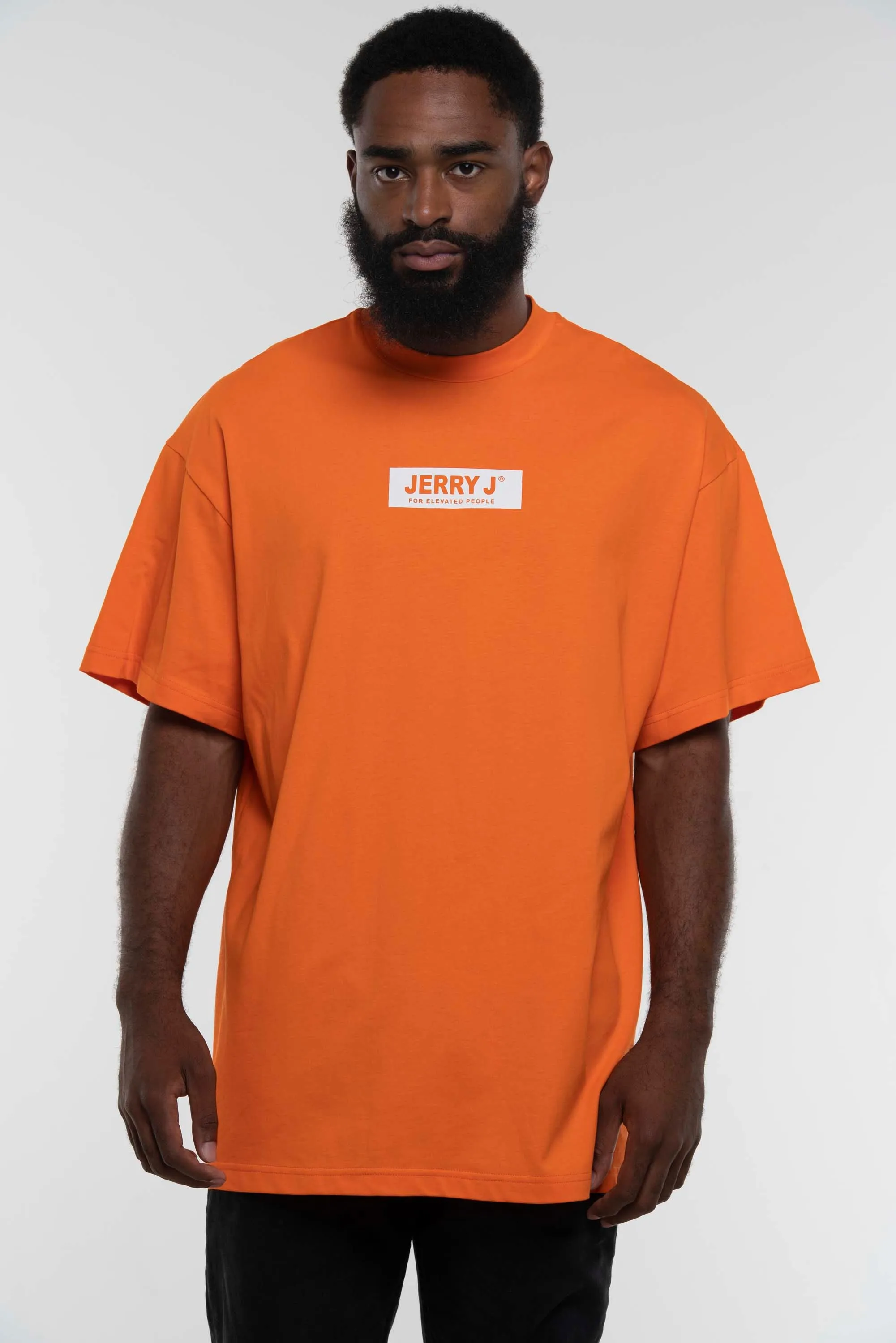 ORANGE OVERSIZED MOCK NECK TEE