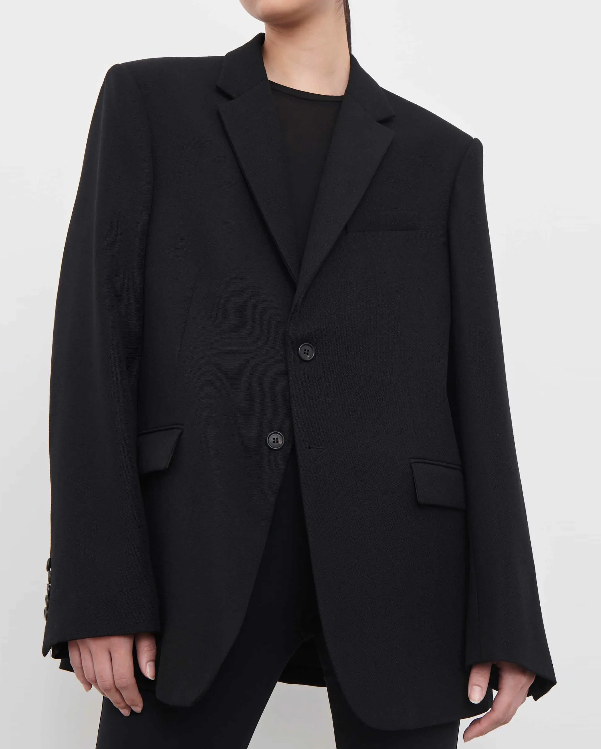 OVERSIZE SINGLE BREASTED BLAZER / BLACK