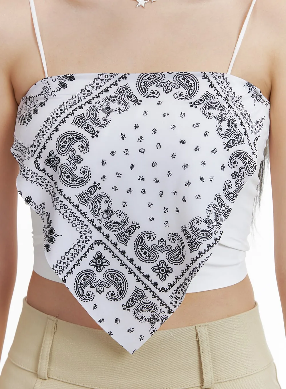 Paisley Print Sleeveless Crop Top OM426