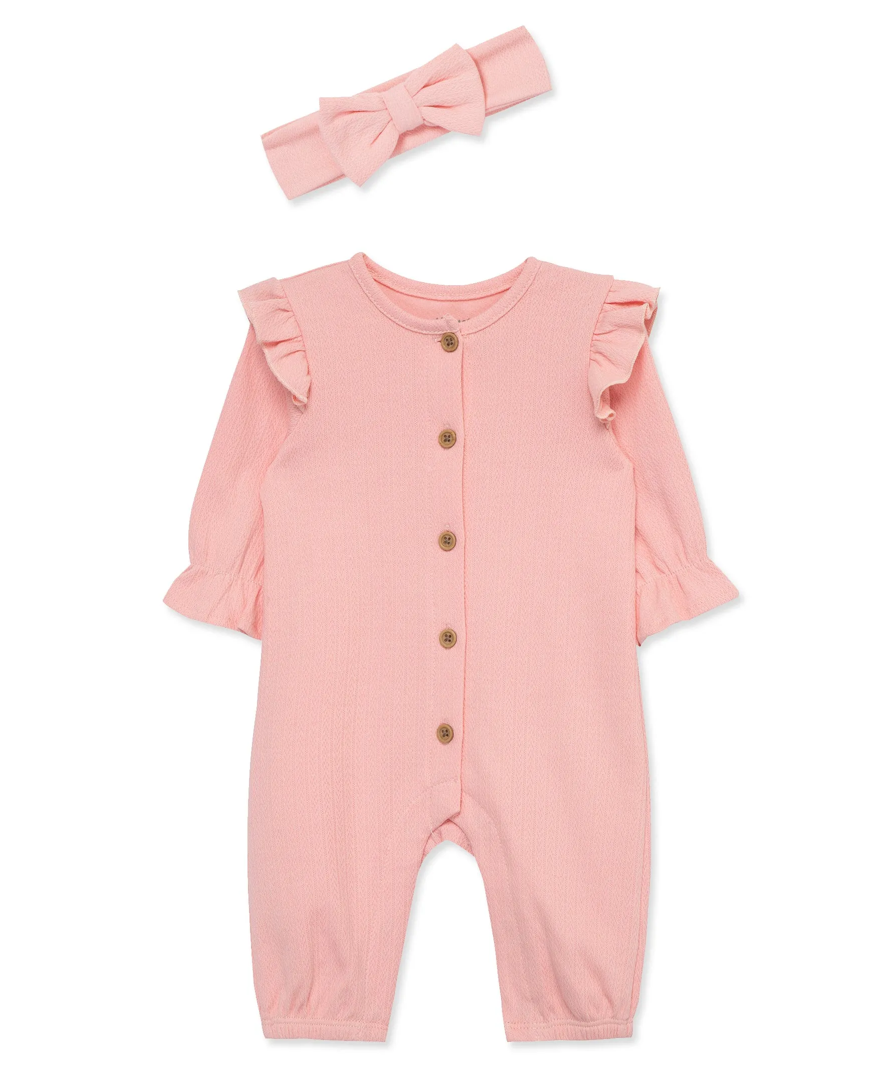 Pink Pointelle Jumpsuit Set