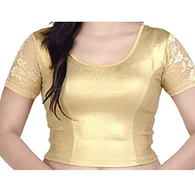 Readymade Stretchable Saree Blouse Gold Shimmer