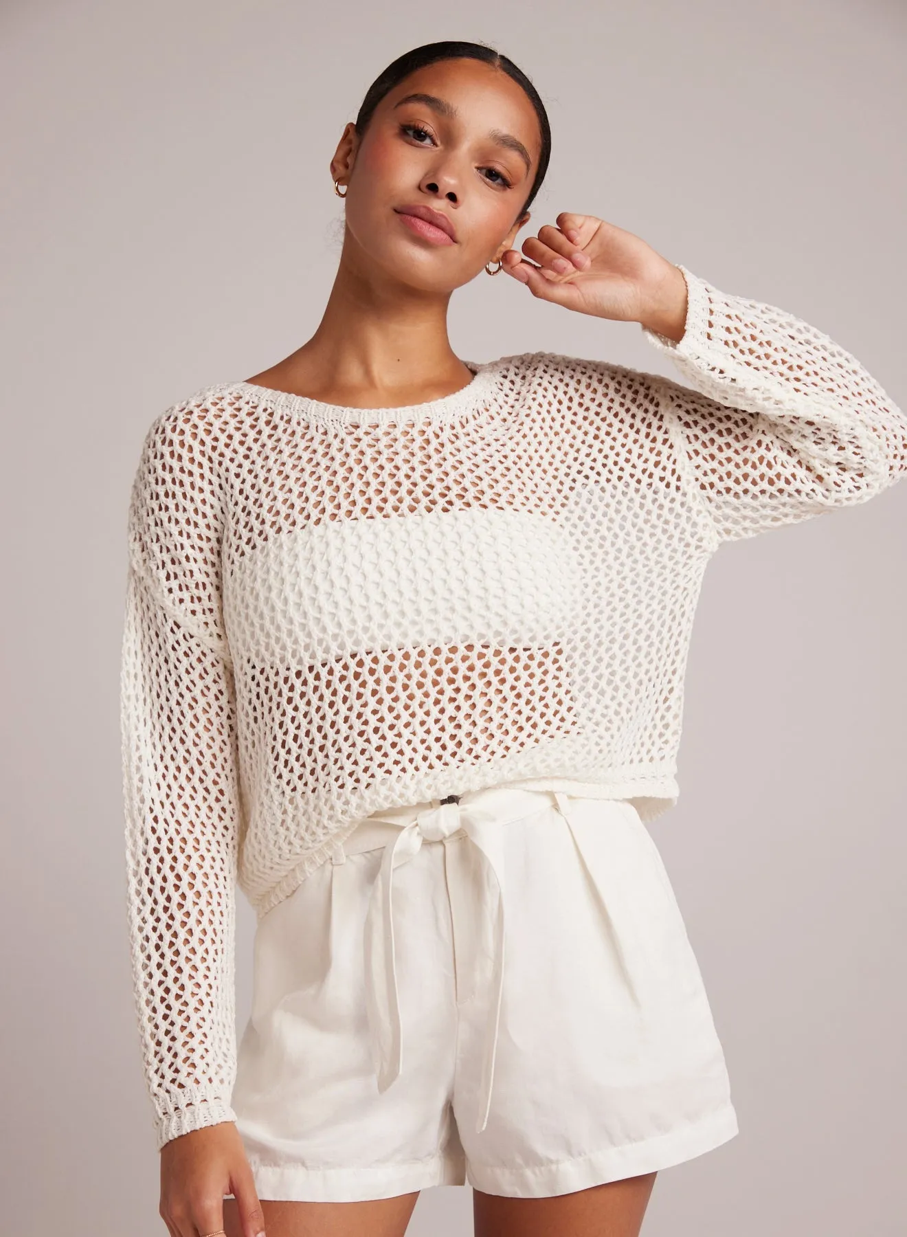 Relaxed Dropped Shoulder Sweater - Off White