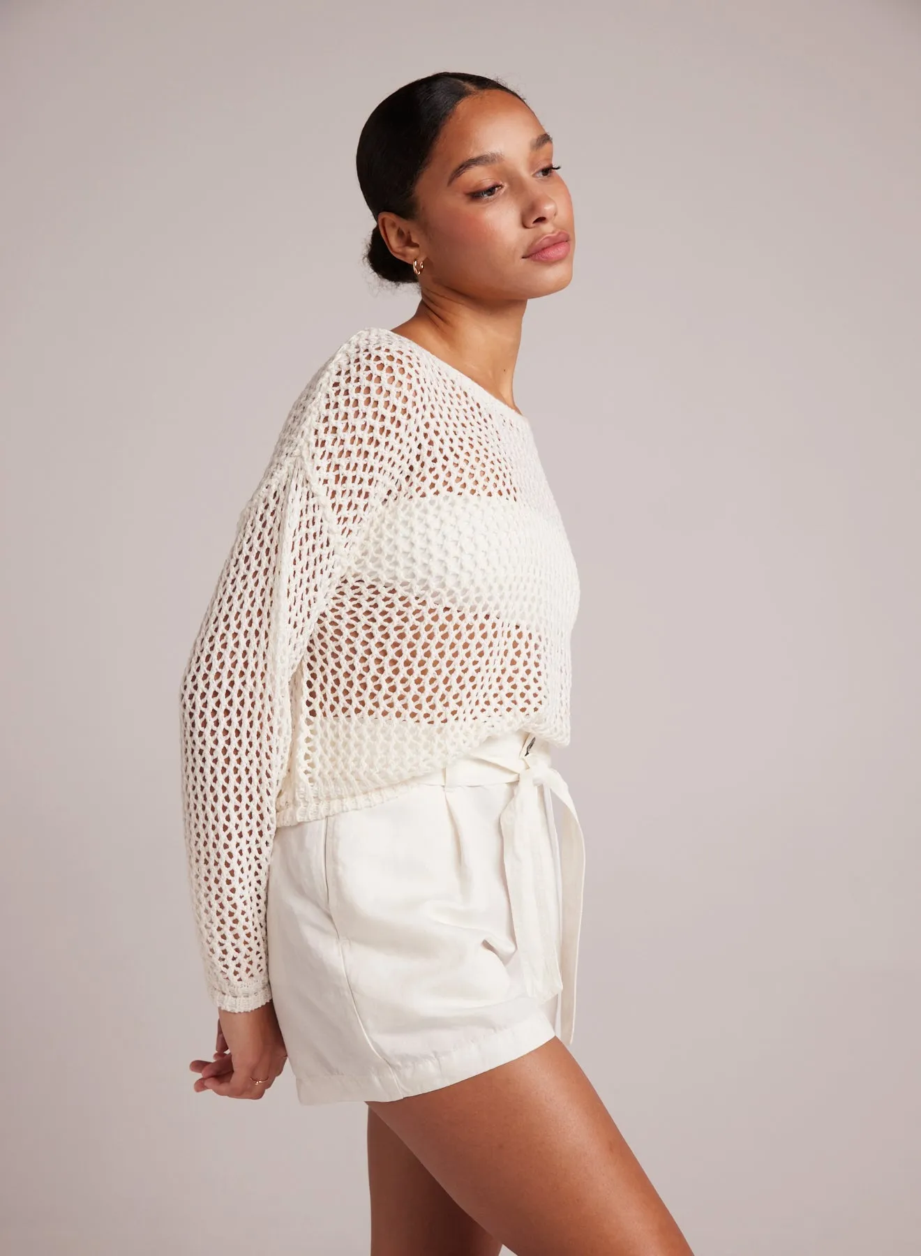 Relaxed Dropped Shoulder Sweater - Off White