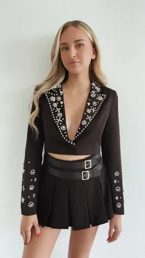 Rhinestone crop blazer