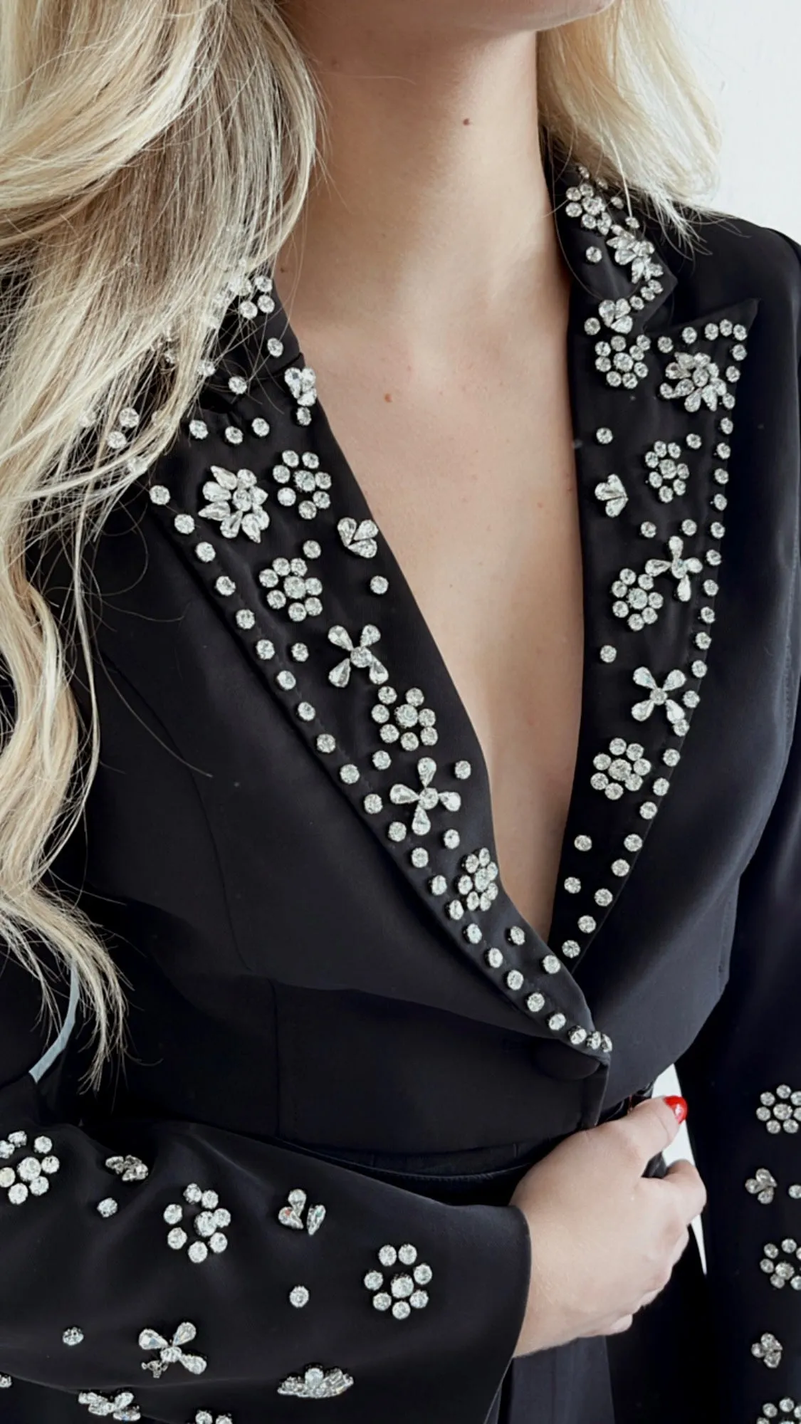 Rhinestone crop blazer