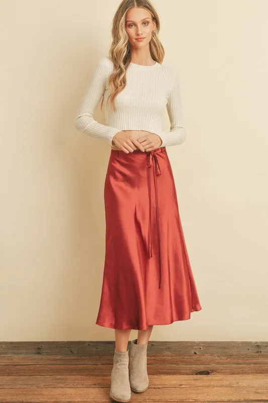 Satin Flair Midi Skirt