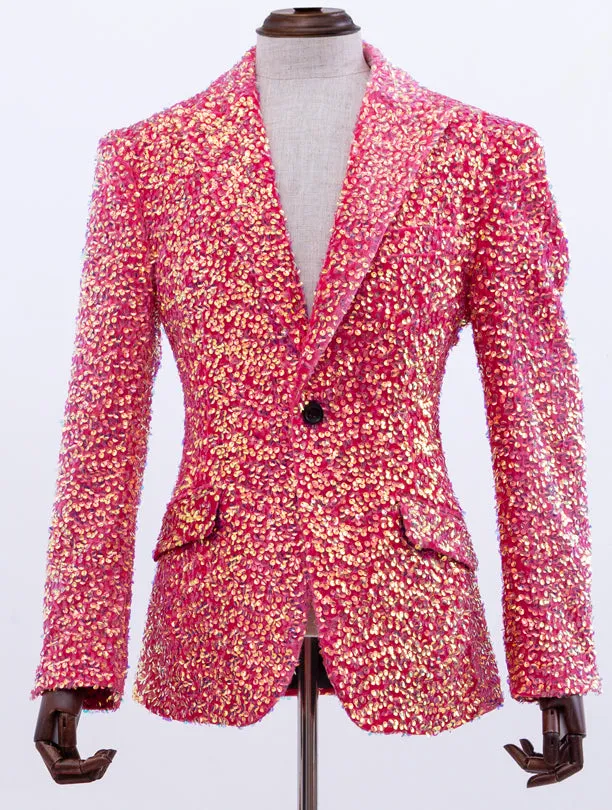 sequin blazer men, pink