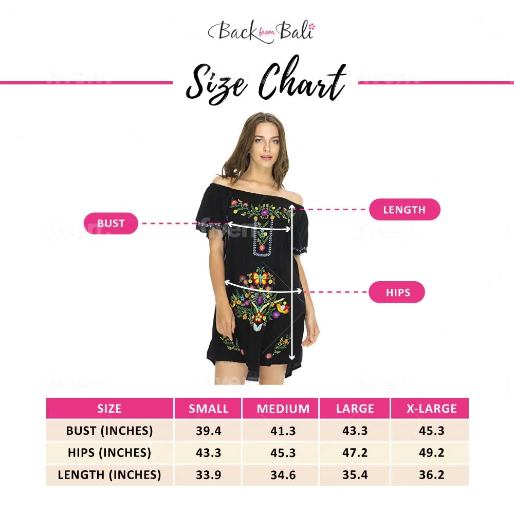 Short Off Shoulder Embroidery Tunic Dress