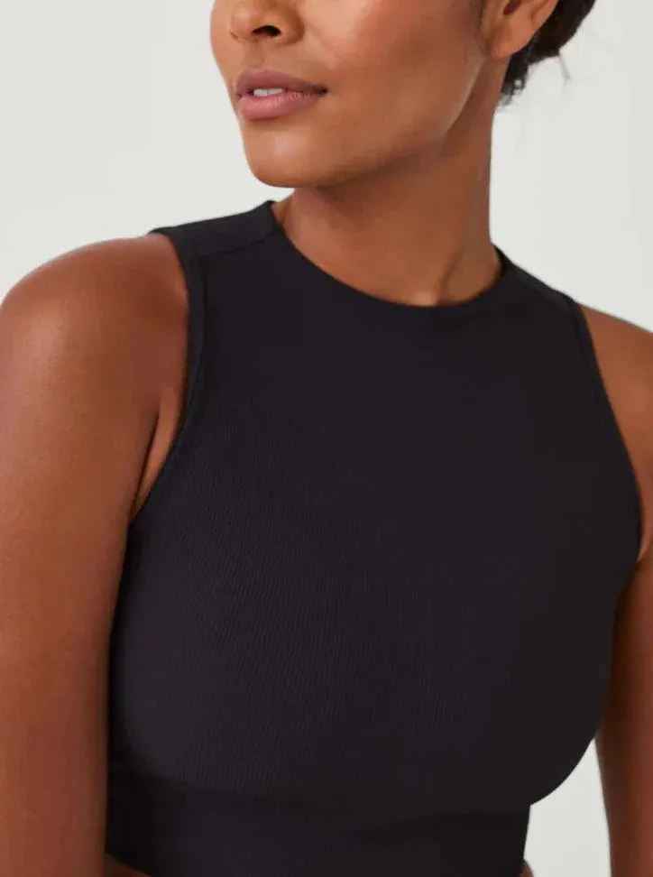 Spanx Contour Rib Mock Neck Top - Black