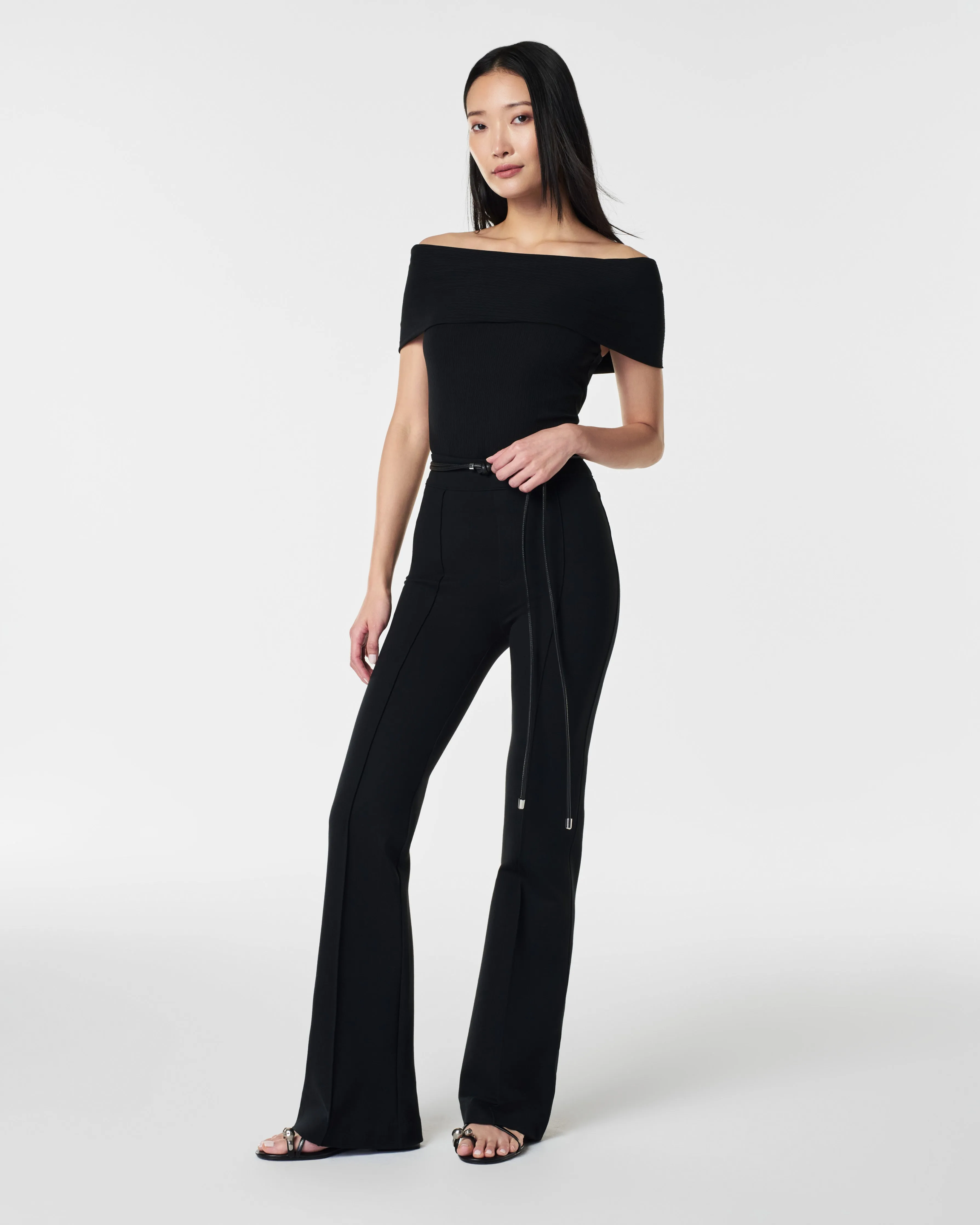 Stretch Rib Off-The-Shoulder Top