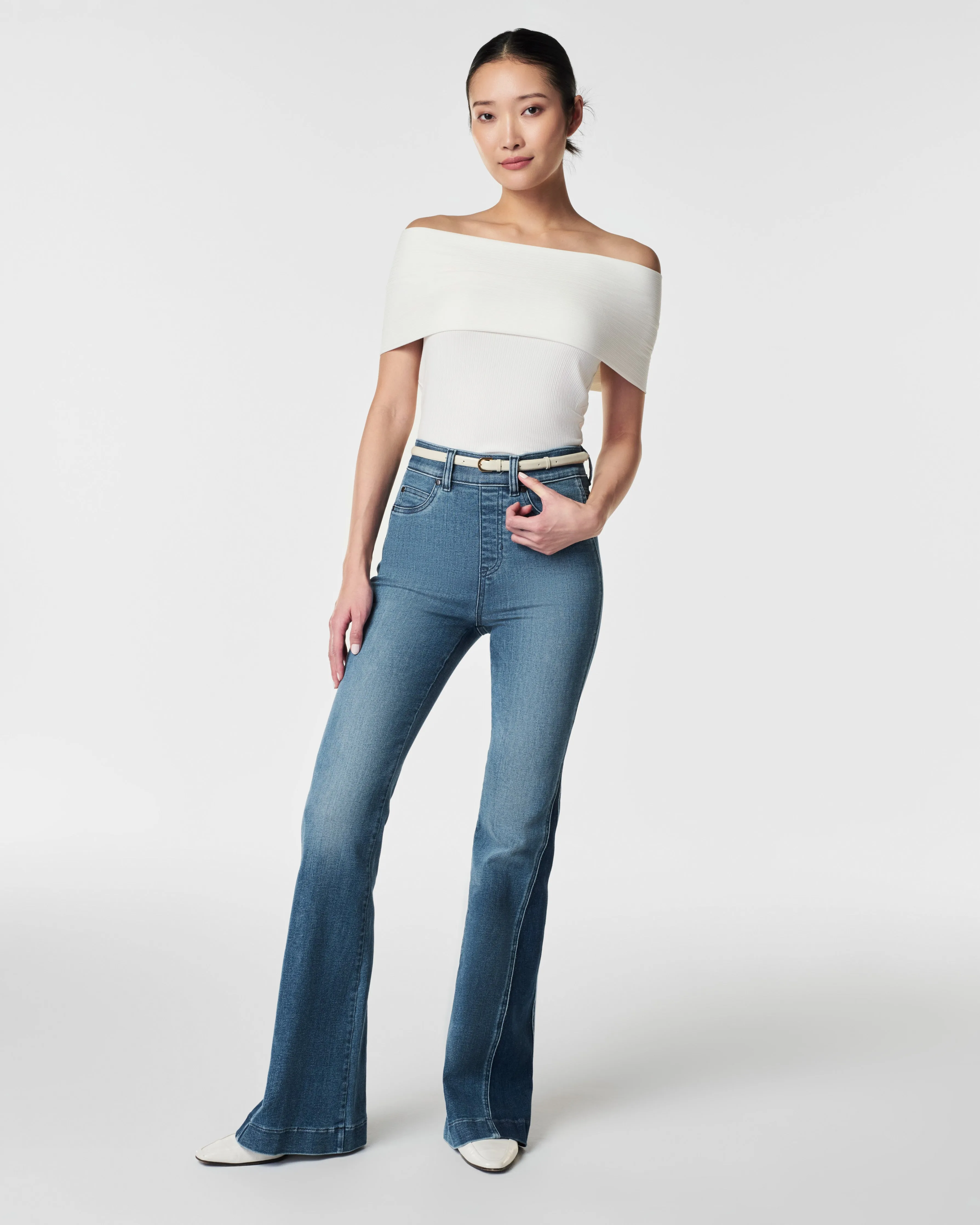 Stretch Rib Off-The-Shoulder Top