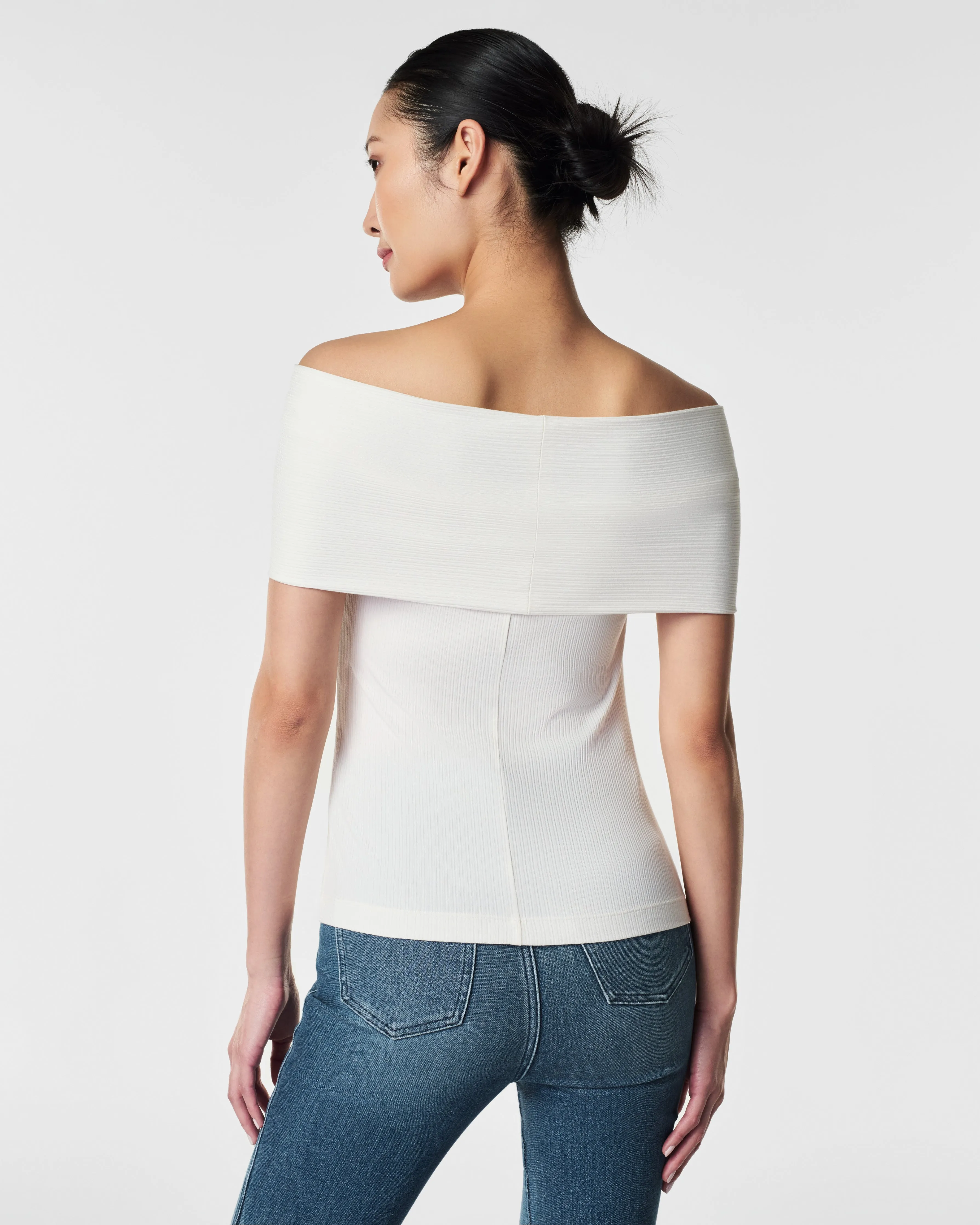 Stretch Rib Off-The-Shoulder Top