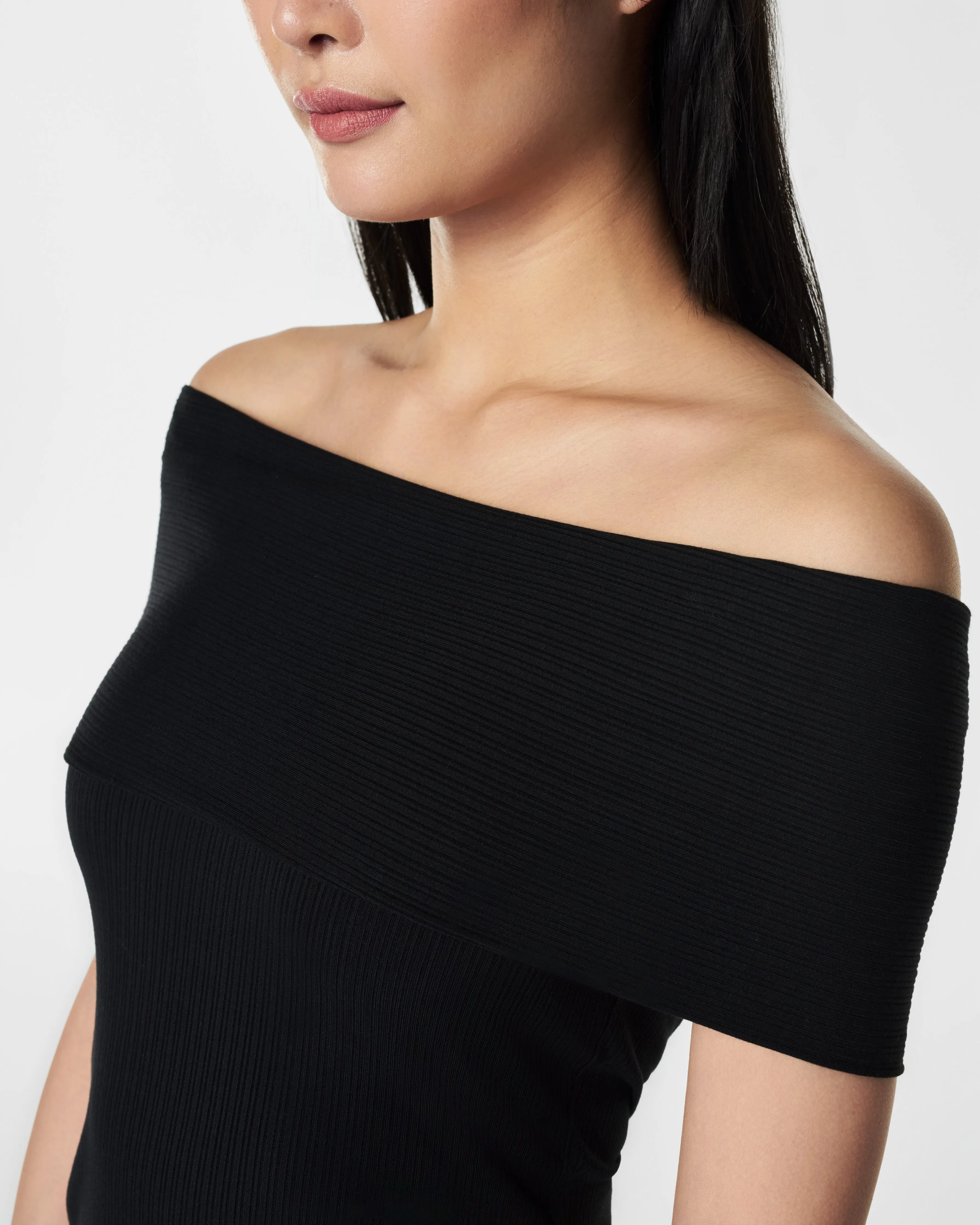 Stretch Rib Off-The-Shoulder Top