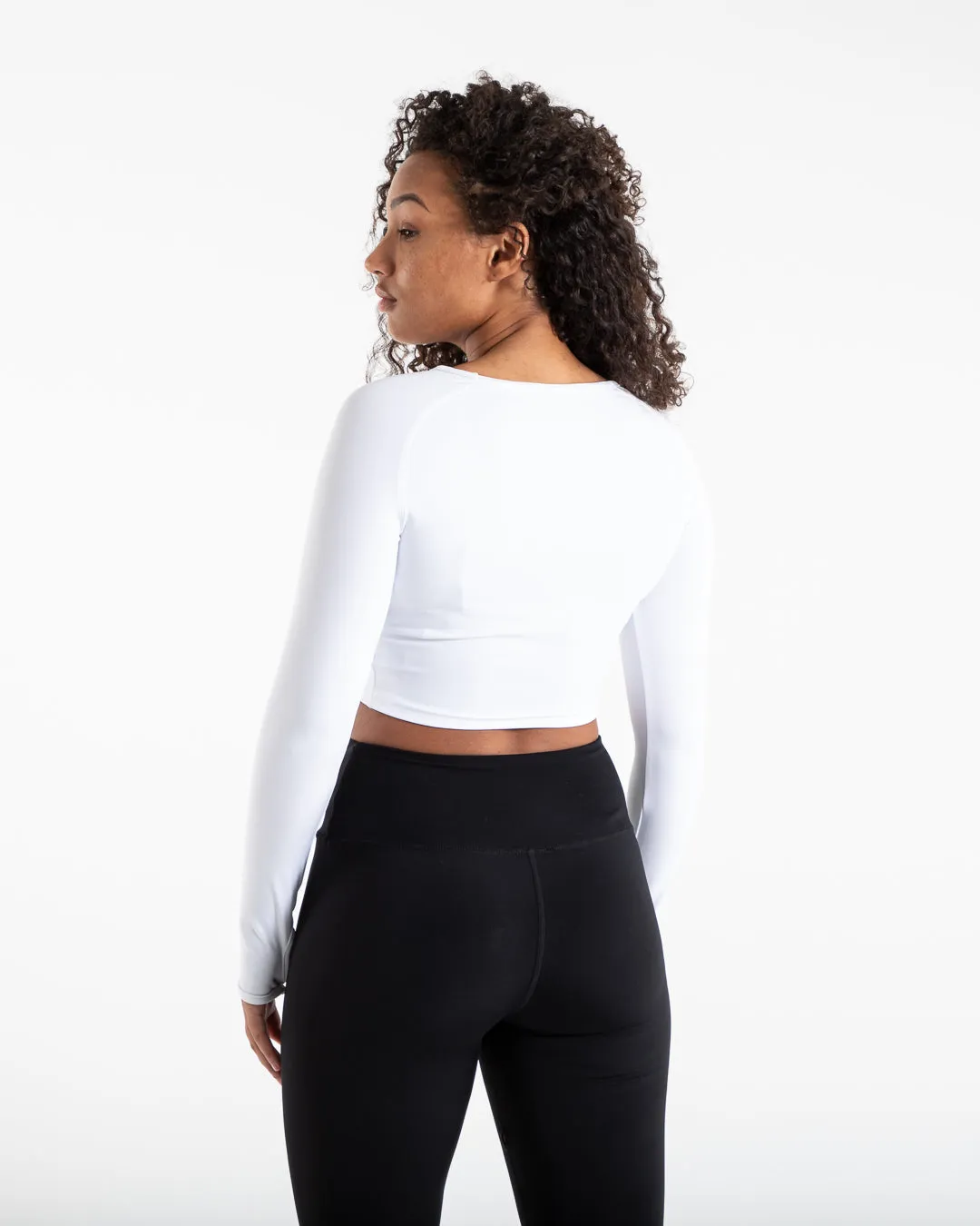 Training Long Sleeve Crop Top - White