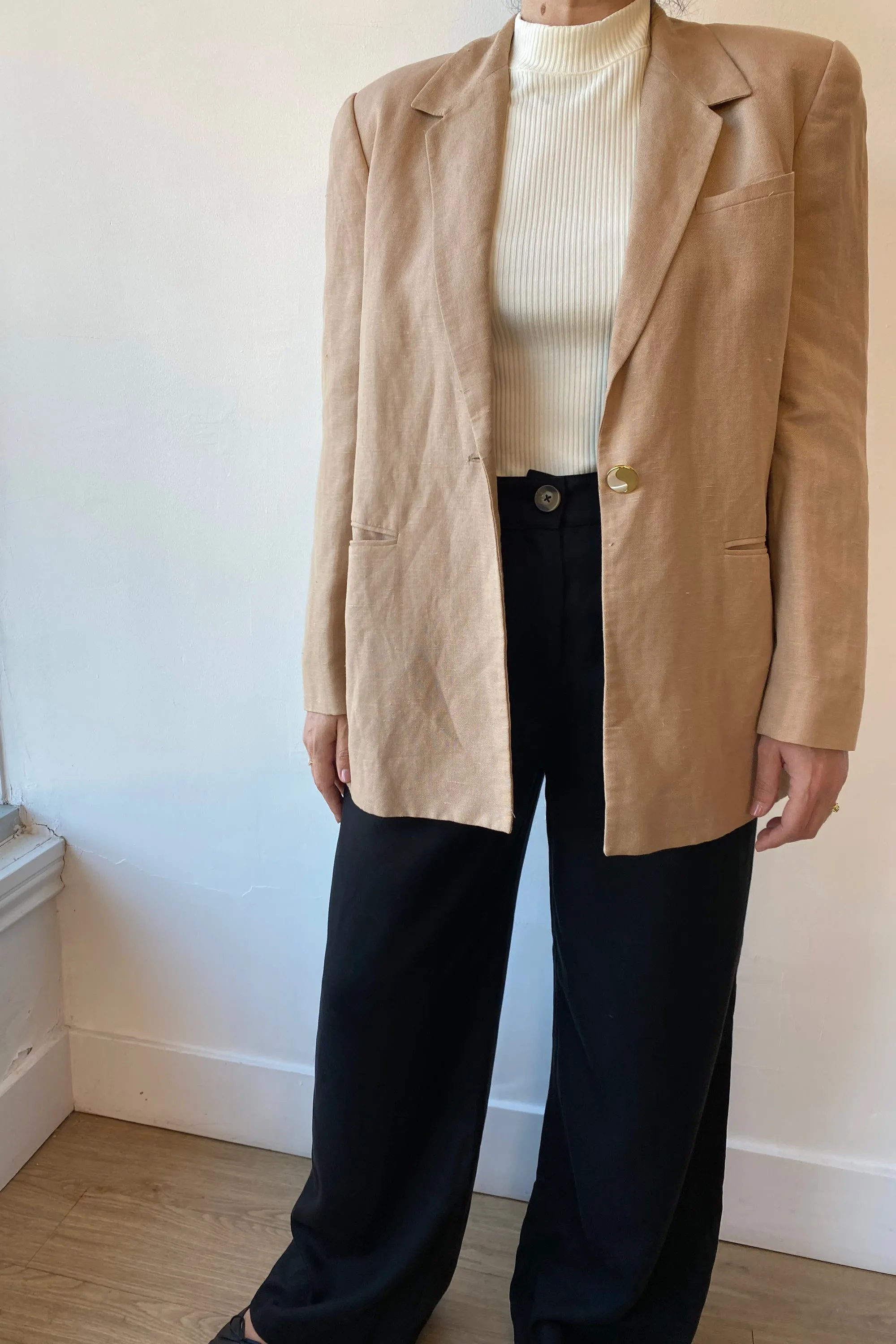 Vintage Taupe Linen Blazer