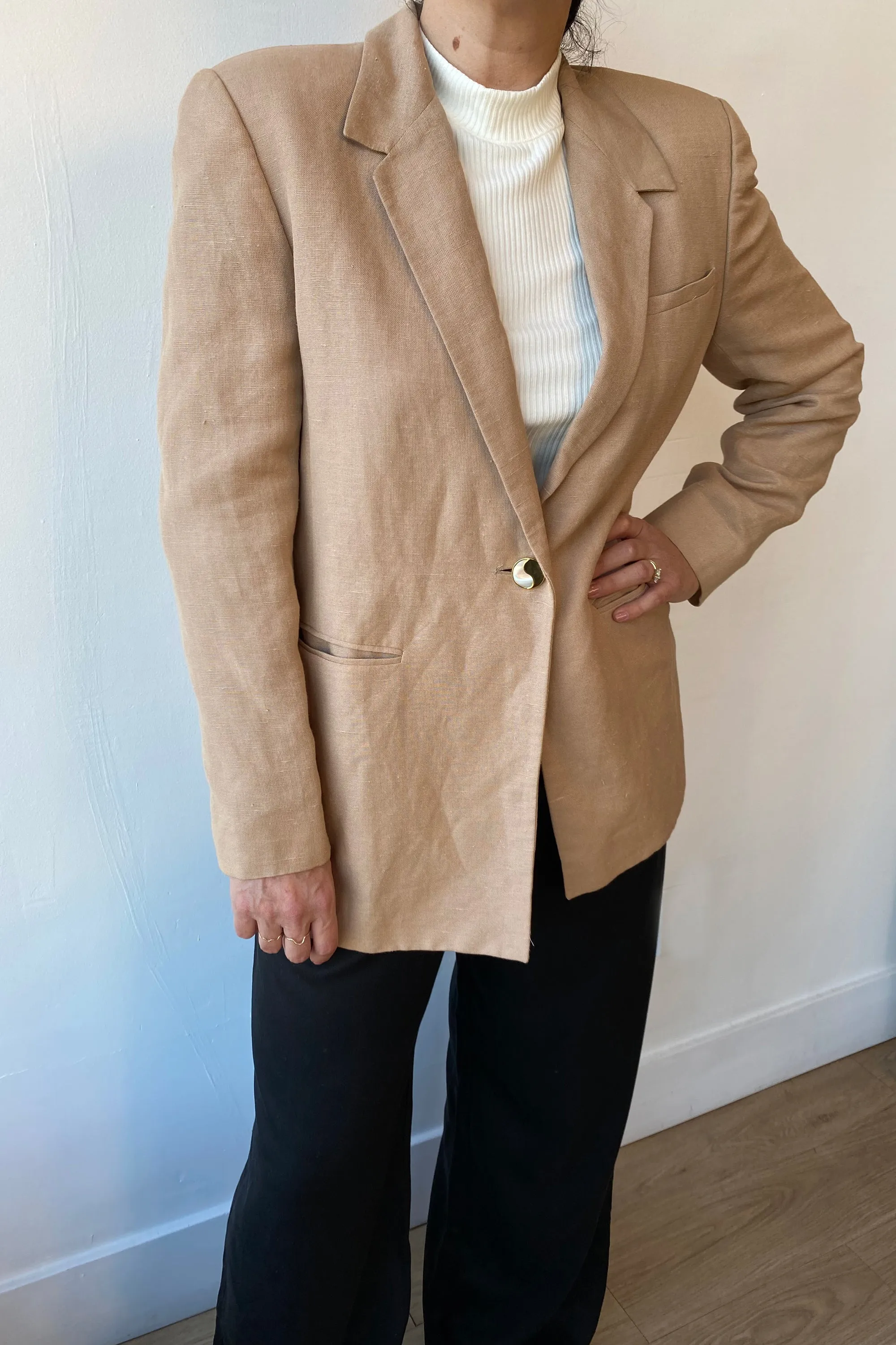 Vintage Taupe Linen Blazer