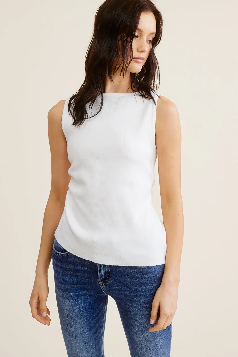 White Asymmetrical Tank Top