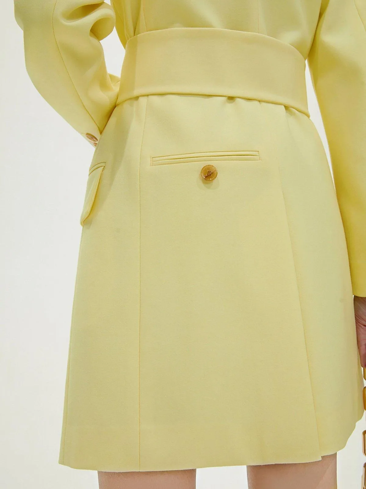 Yellow Double Breasted Long Sleeve Blazer Dress